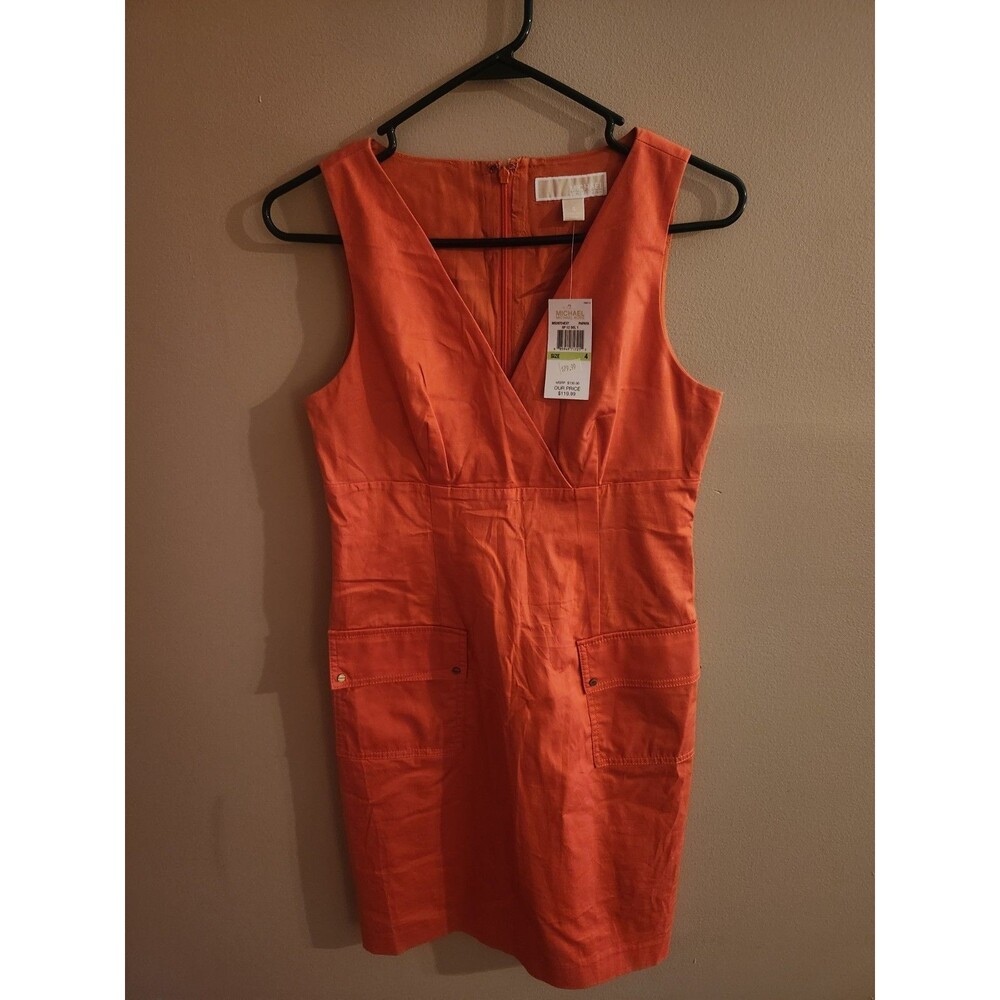 Michael Kors Sleeveless Lined Mini Dress Papaya Orange Size 4 NWT